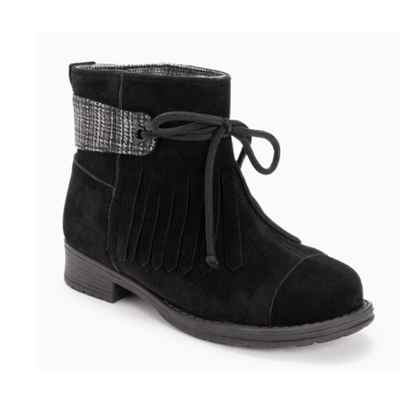 Muk Luks Lynsey Water Resistant Winter Boots Wool Glenn Plaid‎ Detail Black 11 - Picture 1 of 12